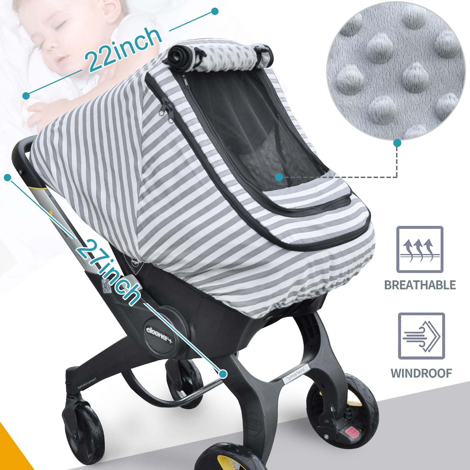 MARLIFER car seat cover cotton window layer shields heat and chill while allowing airflow