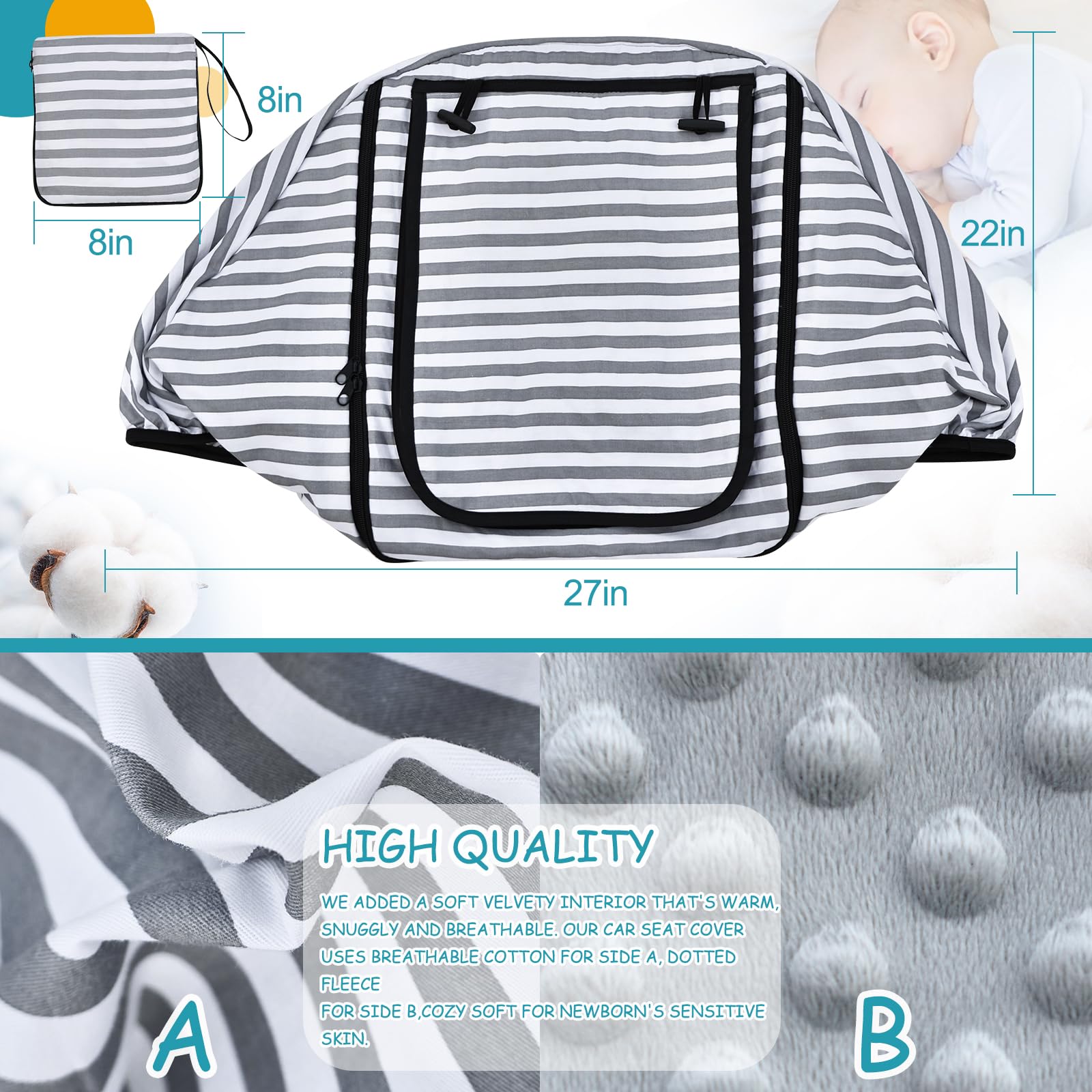 MARLIFER car seat cover peep window view for quick checks