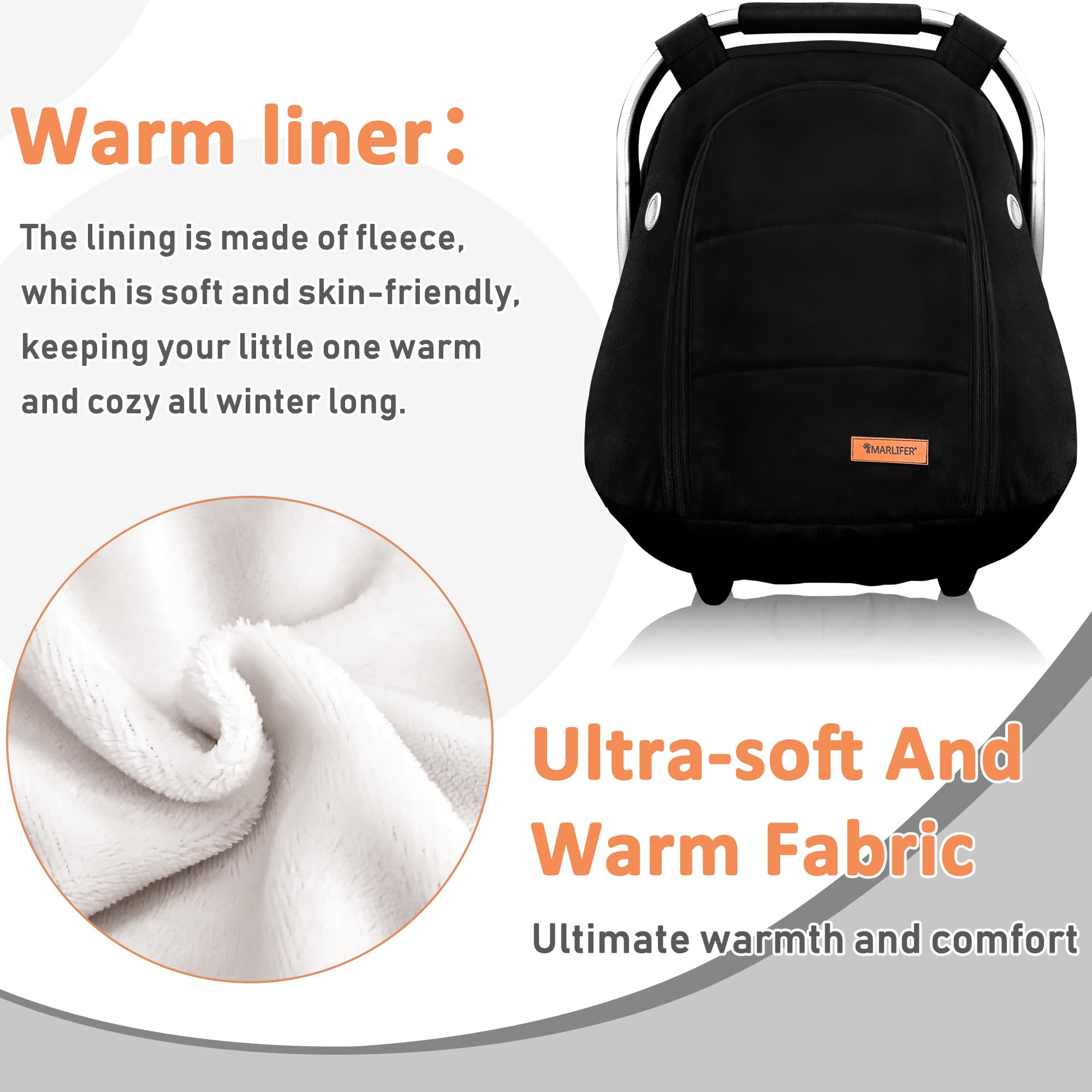 MARLIFER warm 3-layer insulation keeps baby cozy on car rides