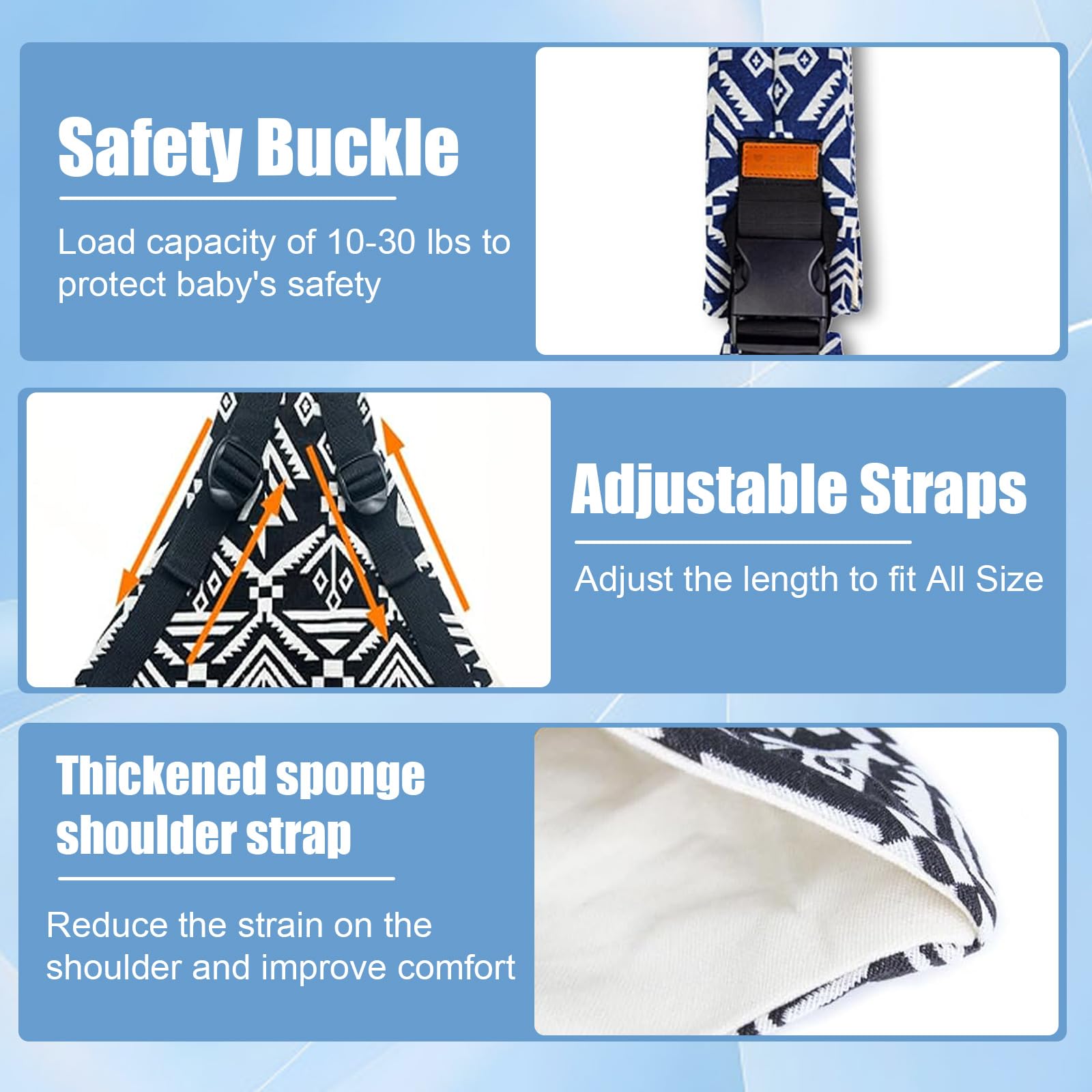 Marrlly Baby Sling adjustable-straps deliver all-day comfort