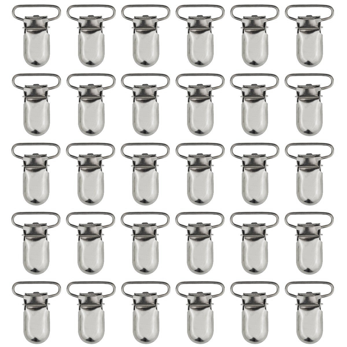Marrywindix pacifier clips 1inch silver pack with secure teeth for pacifier holders.