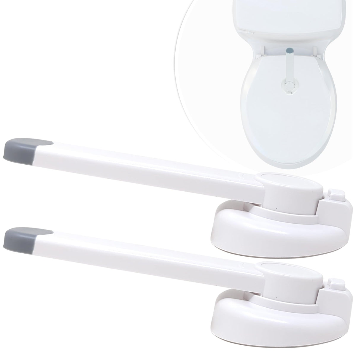 Mars Baby toilet seat lock with adhesive back enables tool-free installation.