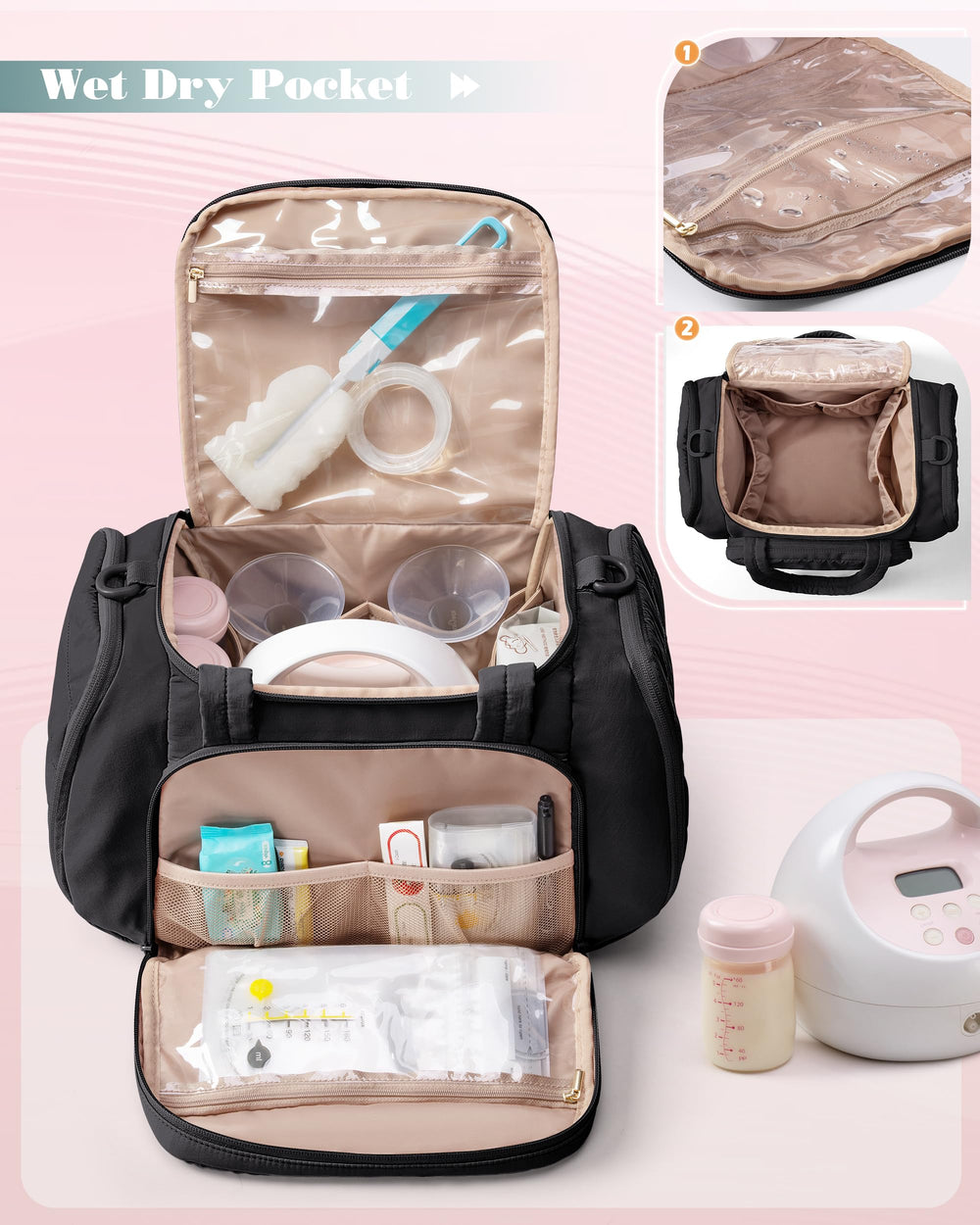 Marscamd quilted bag cooler compartment keeps bottles at stable temperature during transport.
