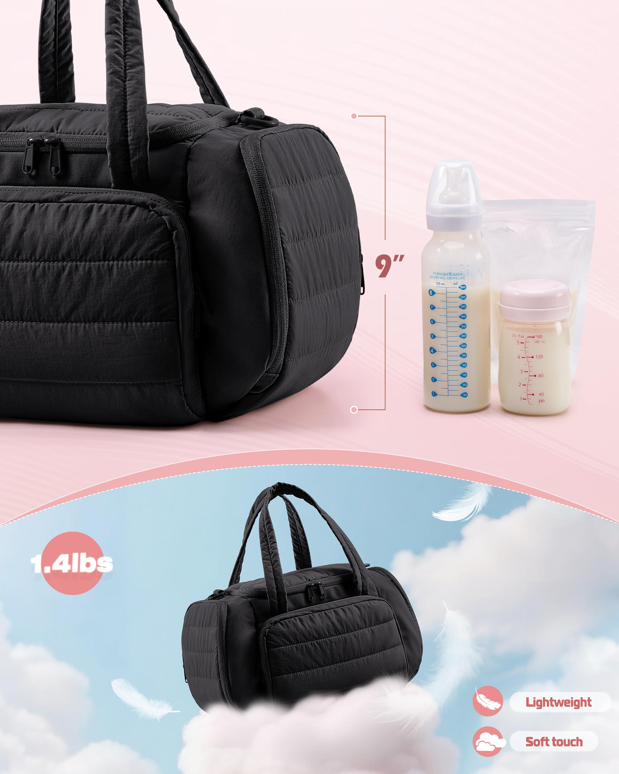 Marscamd quilted breast pump bag interior organized view for quick bottle and flange access.