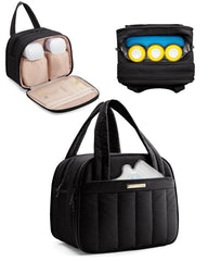 Marscamd quilted wearable breast pump bag front view for on-the-go pumping