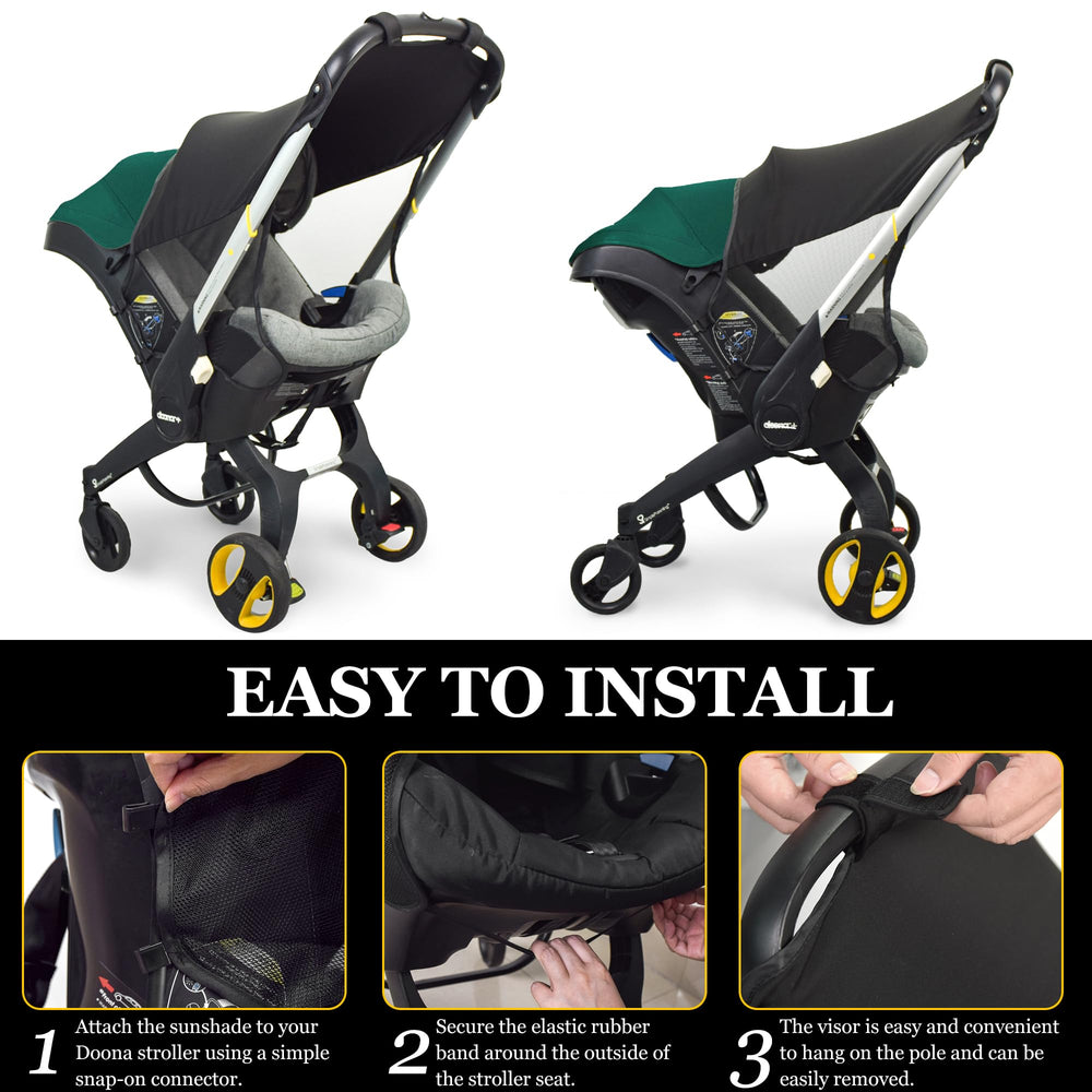 Marsheepy sunshade extension in vehicles protects baby from sun glare.