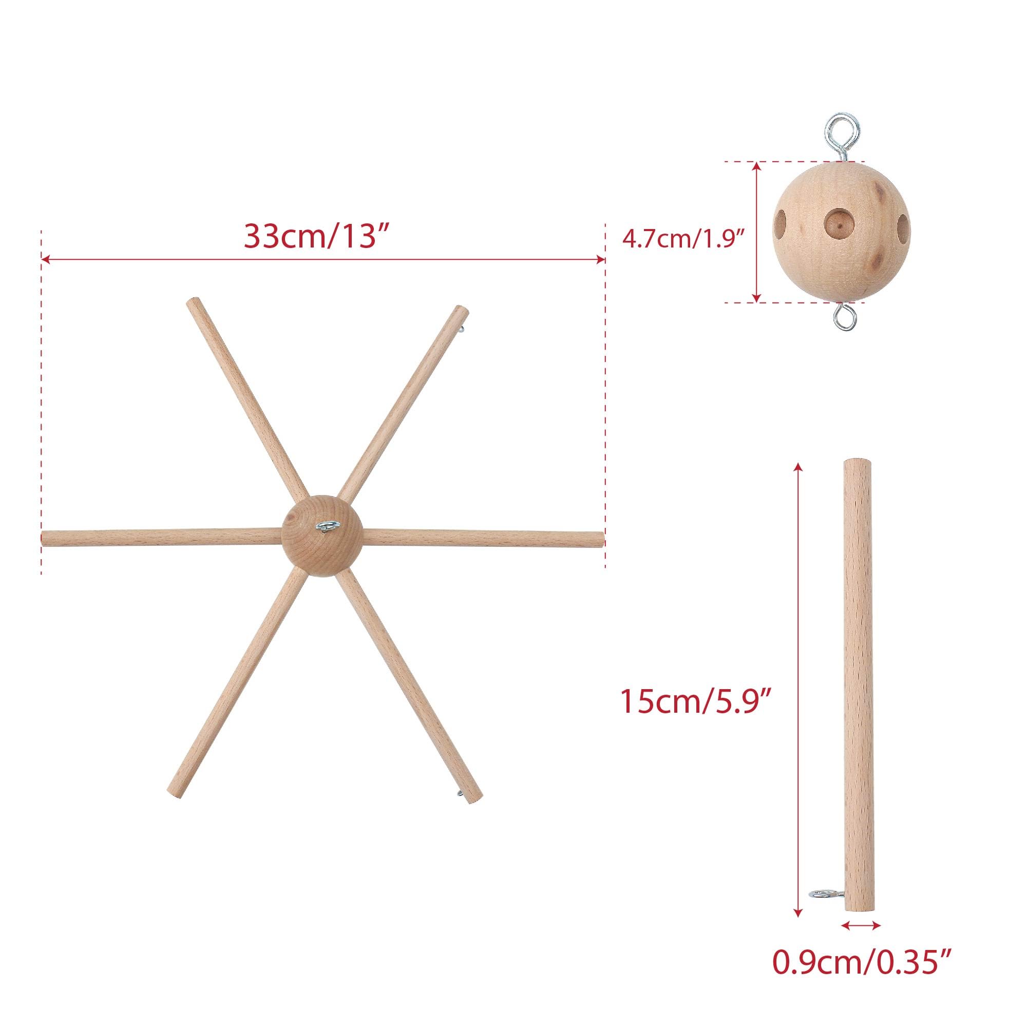 Marsrut Baby Mobile Kit Frame close up natural wood texture for safe nursery decor