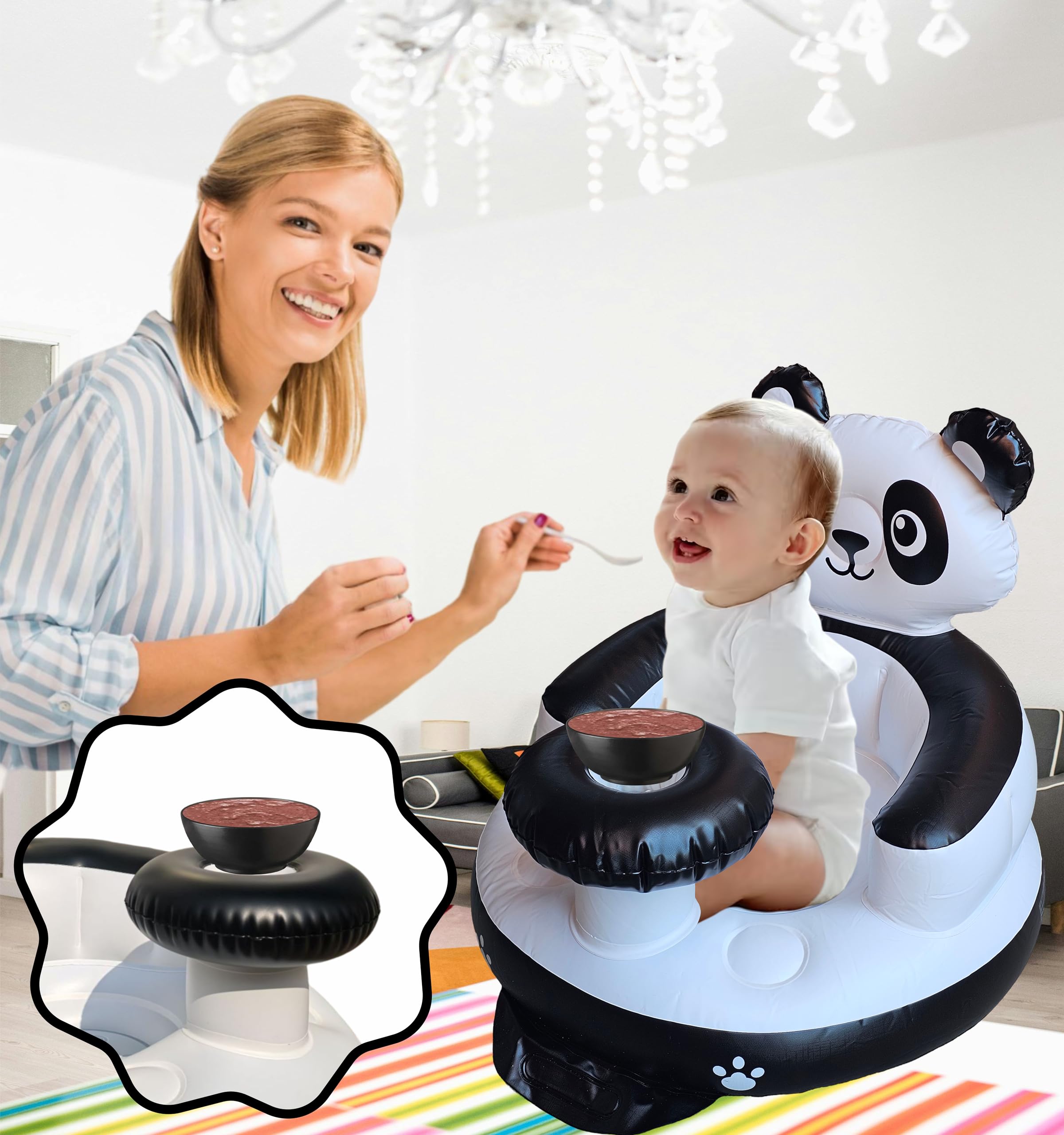 Marwan Sports Panda baby seat back rest provides gentle support for sitting practice.