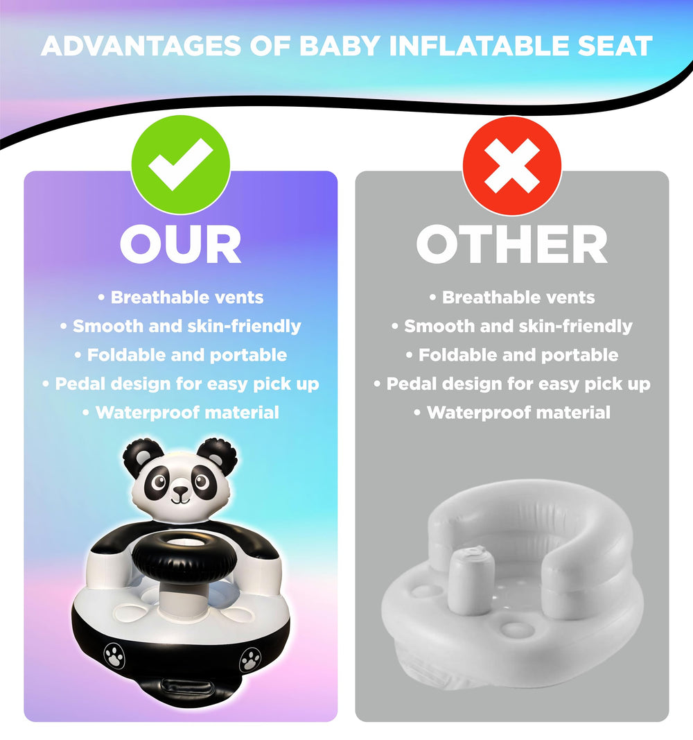 Marwan Sports Panda baby sitting practice on the floor seat for confidence.