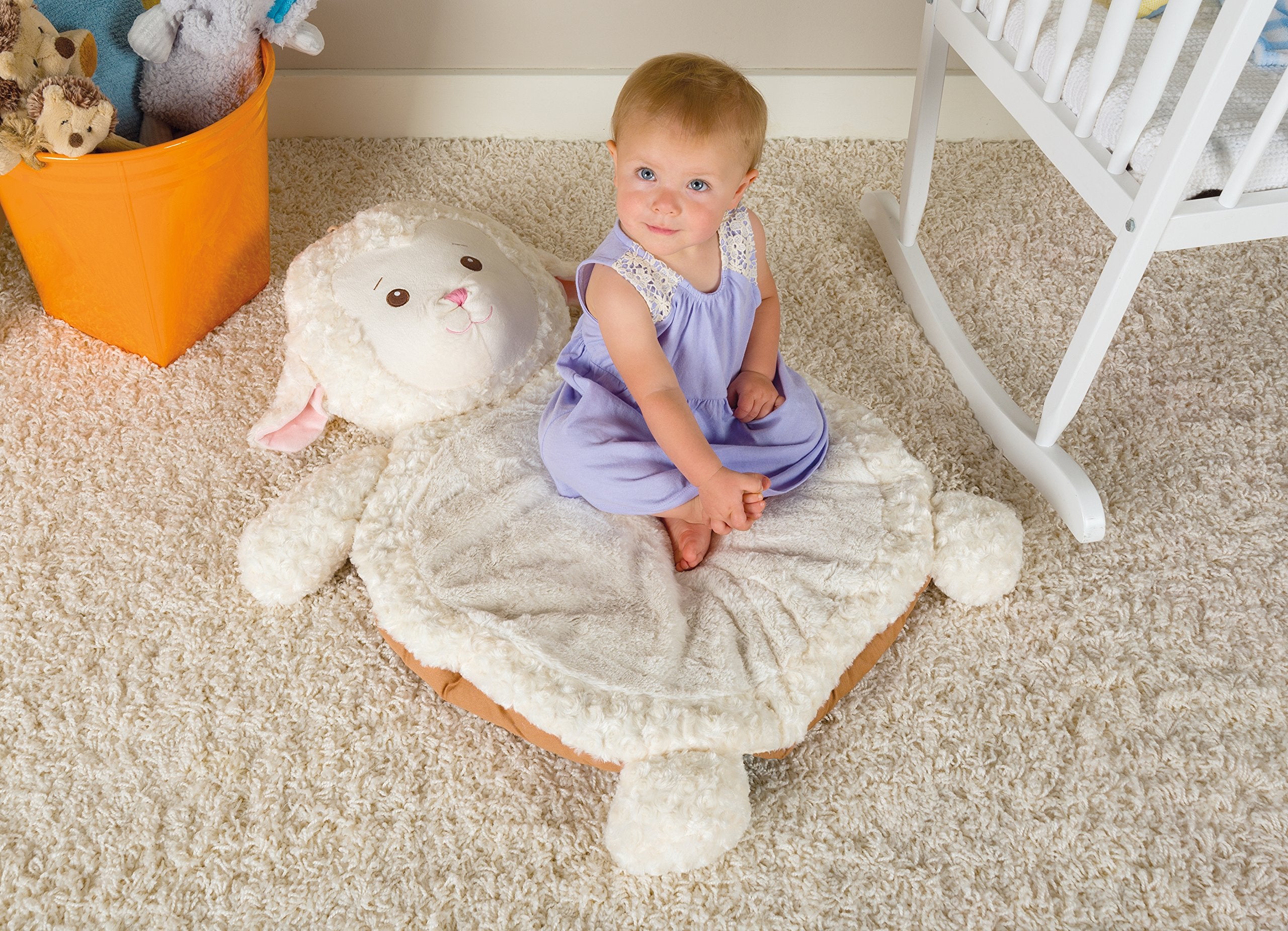Mary Meyer Bestever Baby Mat Lamb measures 31 by 23 inches.
