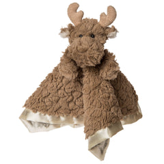 Mary Meyer Putty Nursery Moose face closeup with embroidered eyes adds friendly companionship.