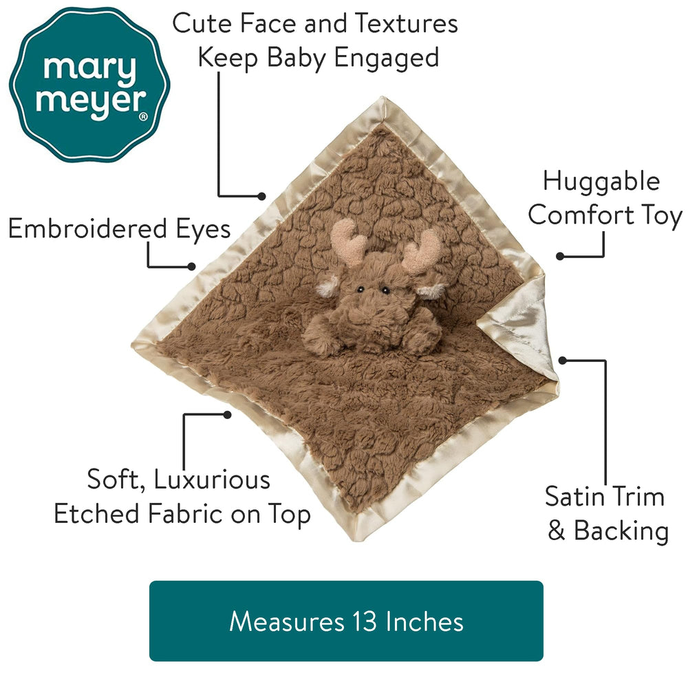 Mary Meyer Putty Nursery Moose satin lining provides a soft underside for comfort.
