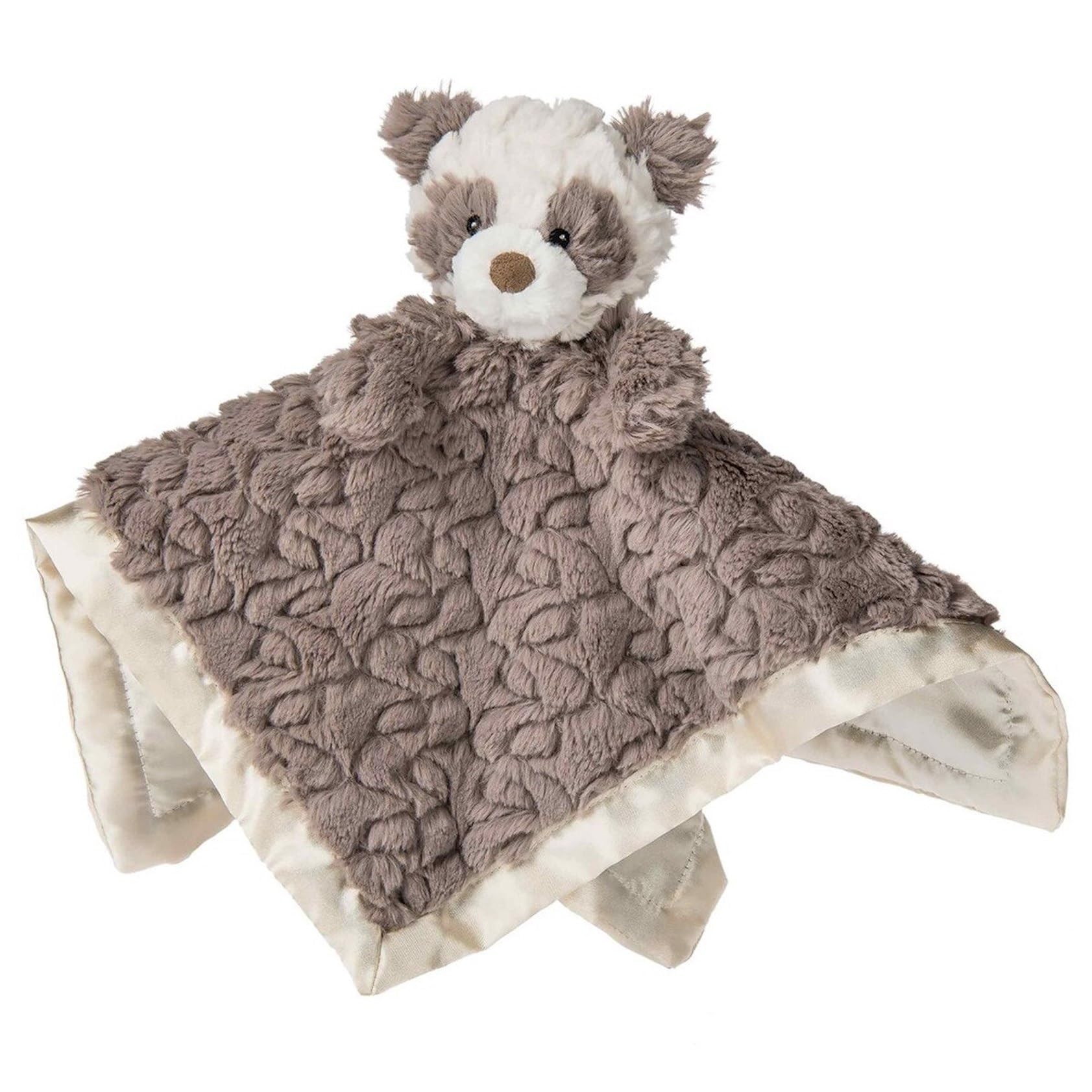 Mary Meyer Putty Nursery Panda blanket top shows textured taupe and cream fabric for cozy hugs