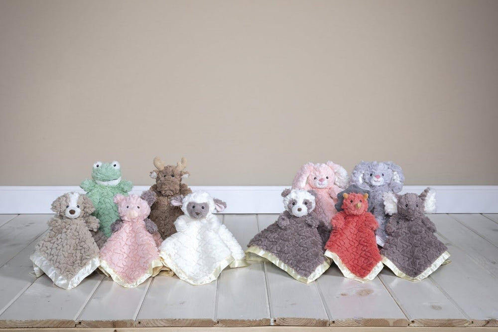 Mary Meyer Putty Nursery Panda blanket underside satin offers a smooth skin-friendly surface