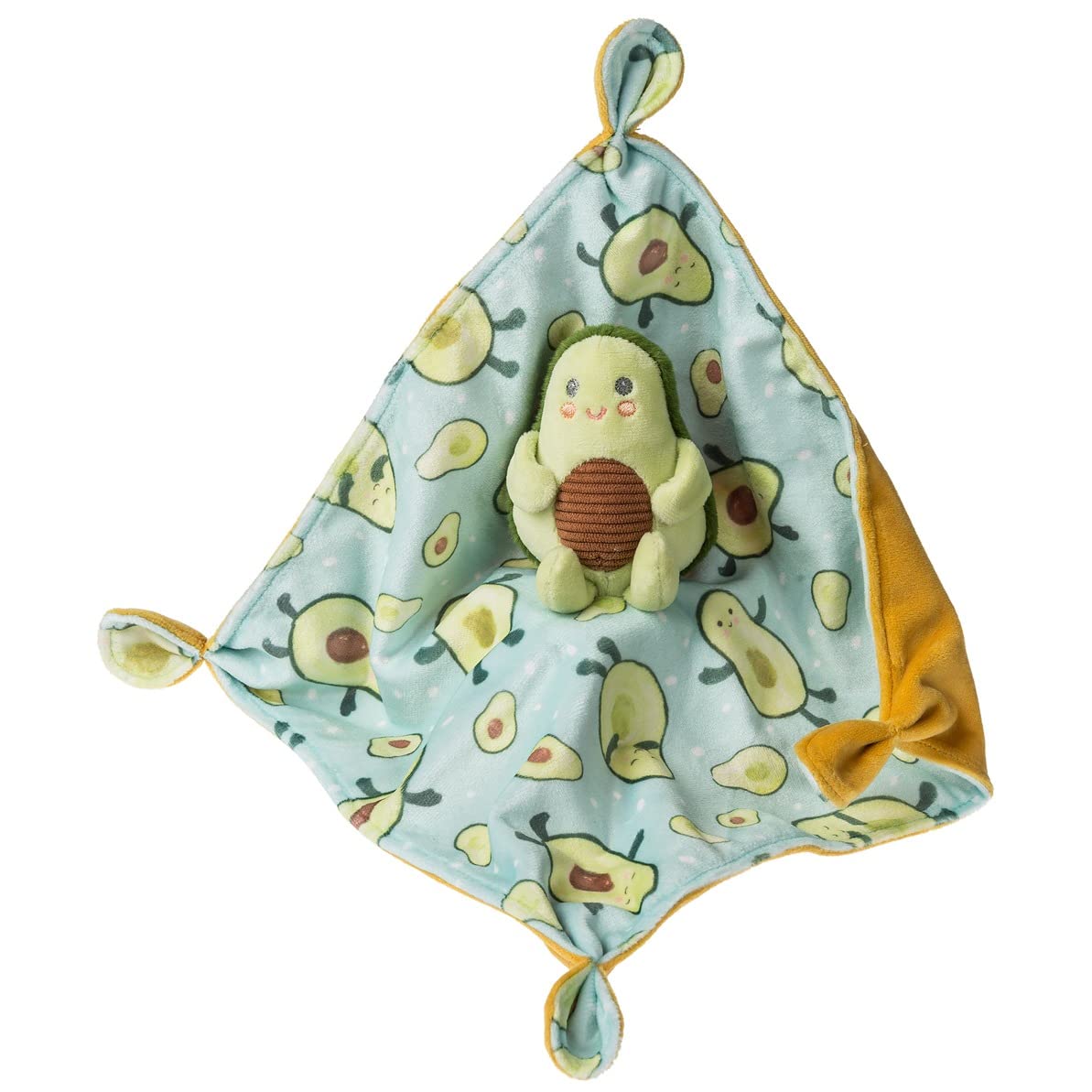 Mary Meyer Sweet Soothie avocado lovey face offers comforting cuddle and baby-friendly peekaboo play.