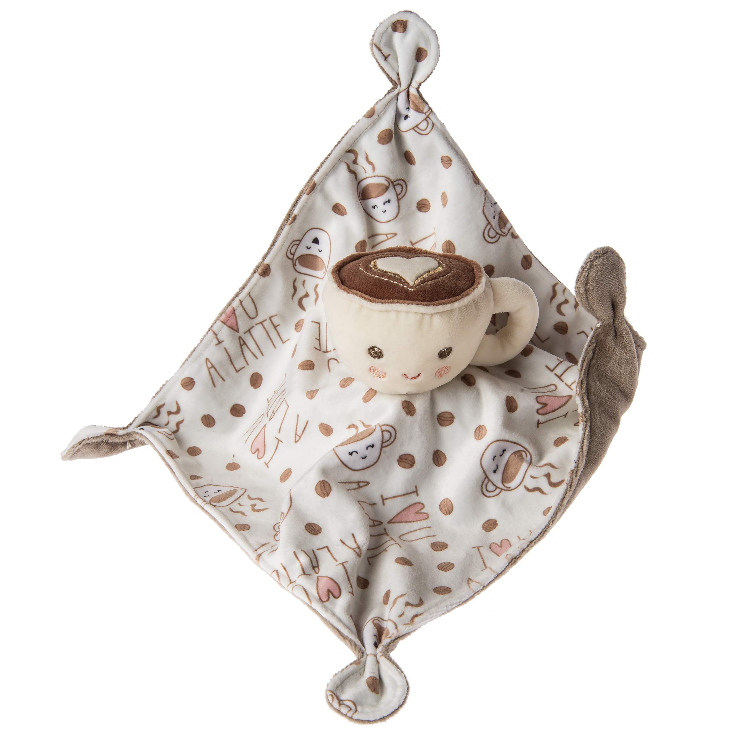 Mary Meyer Sweet Soothie Latte toy on soft 10x10 blanket for infant comfort