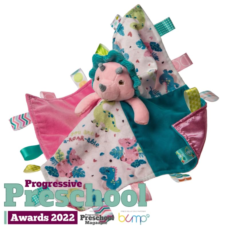 Mary Meyer Taggies Aroar-a-saurus pink dino face adds tactile exploration and soothing play.