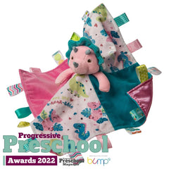 Mary Meyer Taggies Aroar-a-saurus pink dino face adds tactile exploration and soothing play.