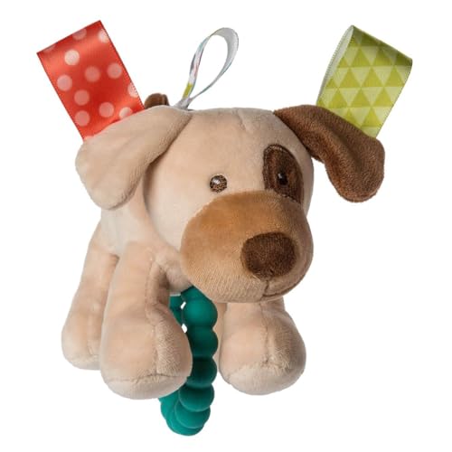 Mary Meyer Taggies Buddy Dog satin tags provide tactile exploration and calming sensory stimulation