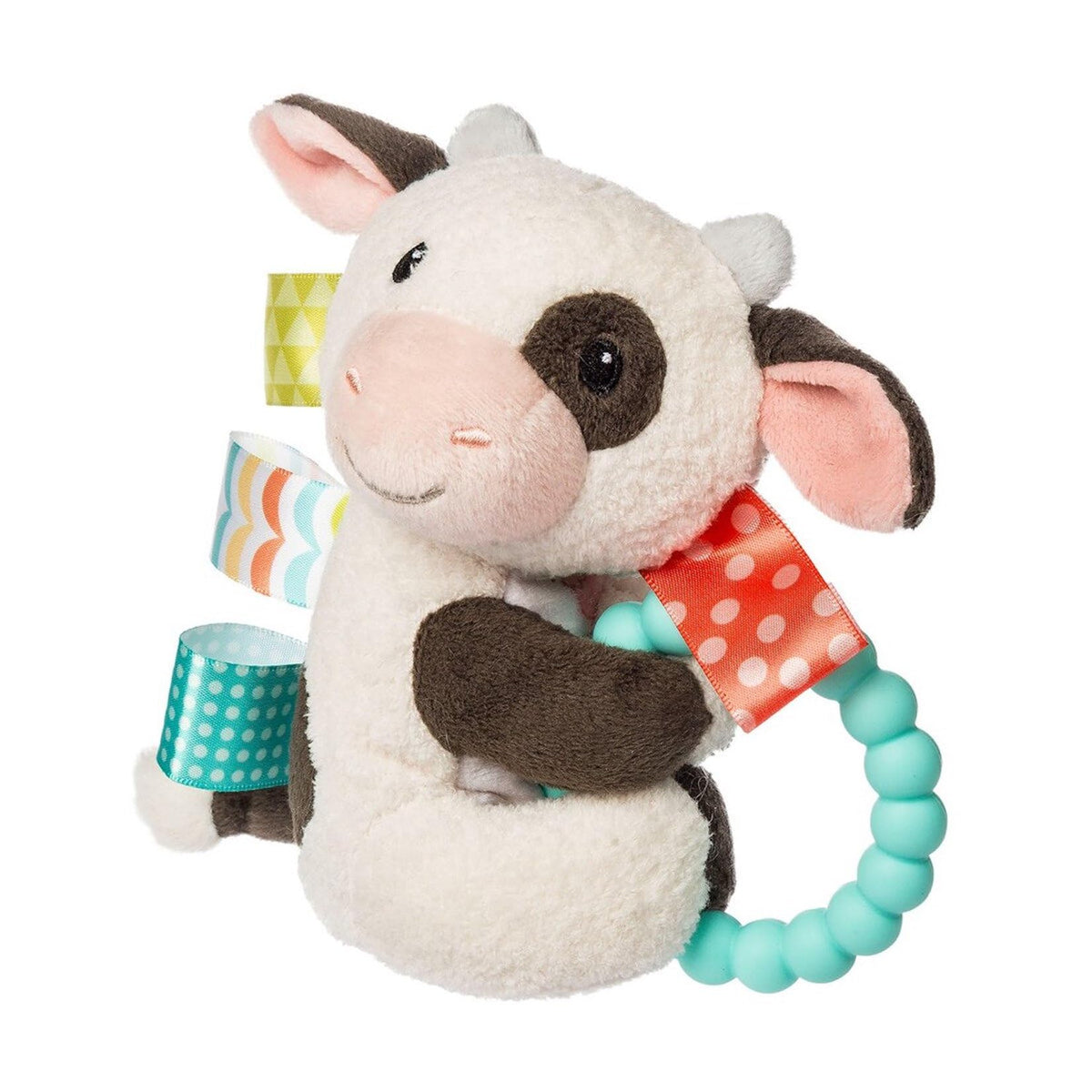 Mary Meyer Taggies Buttercup Cow rattle front view promotes soothing exploration