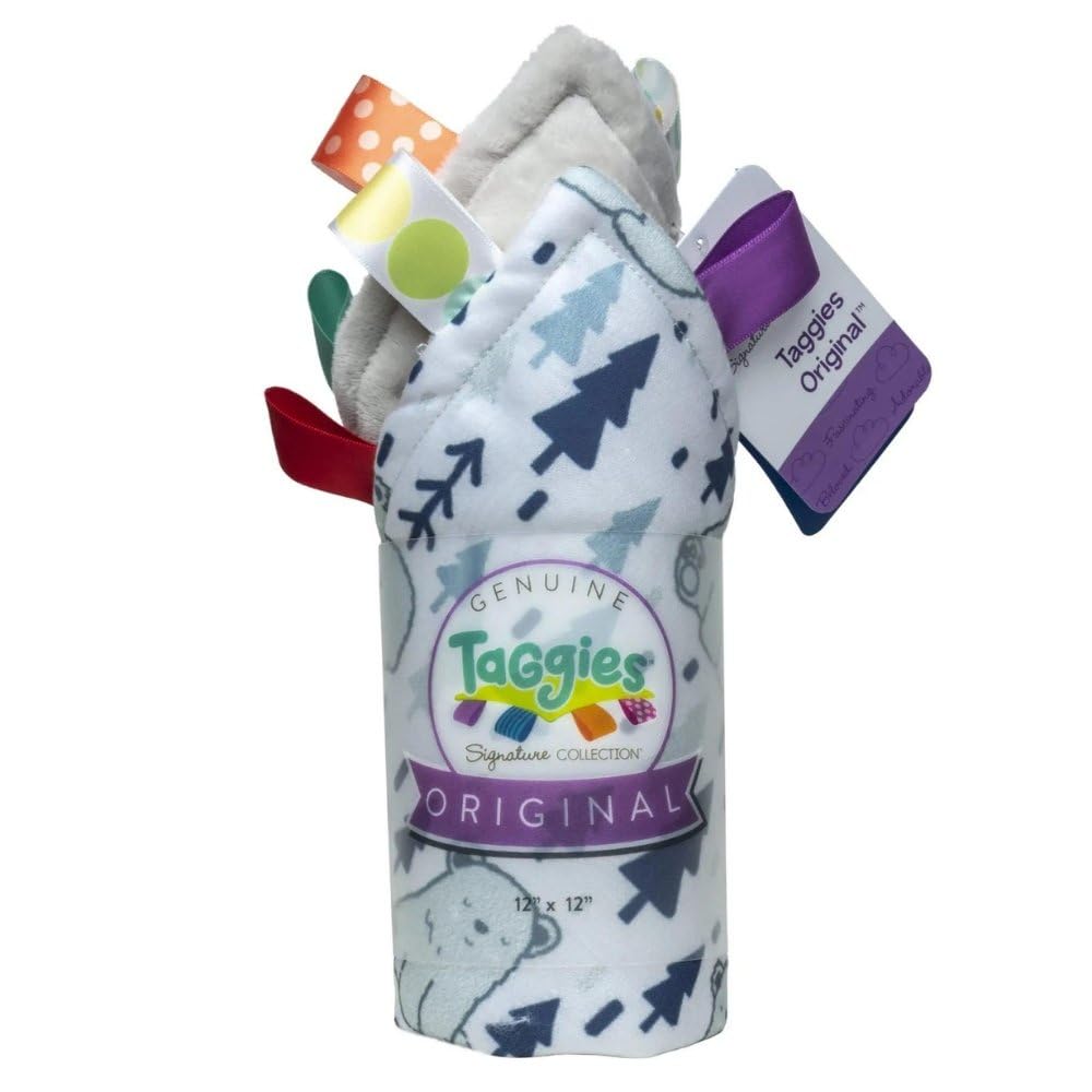 Mary Meyer Taggies Original Blanket 12x12 fabric closeup highlights soft jersey and plush fleece for soft comfort.