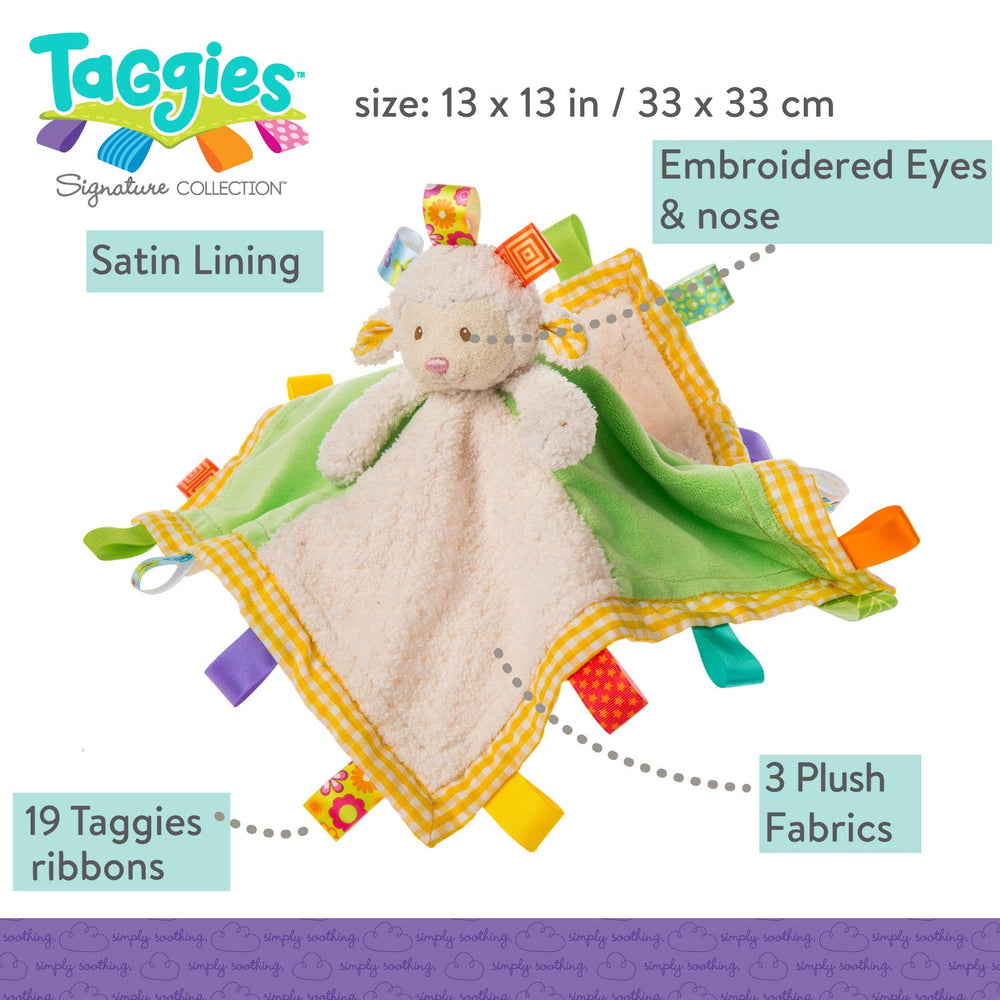 Mary Meyer Taggies Sherbet Lamb embroidery detail highlights soft, inviting stitching