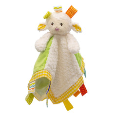 Mary Meyer Taggies Sherbet Lamb looped-tags closeup shows tactile ribbons for exploration