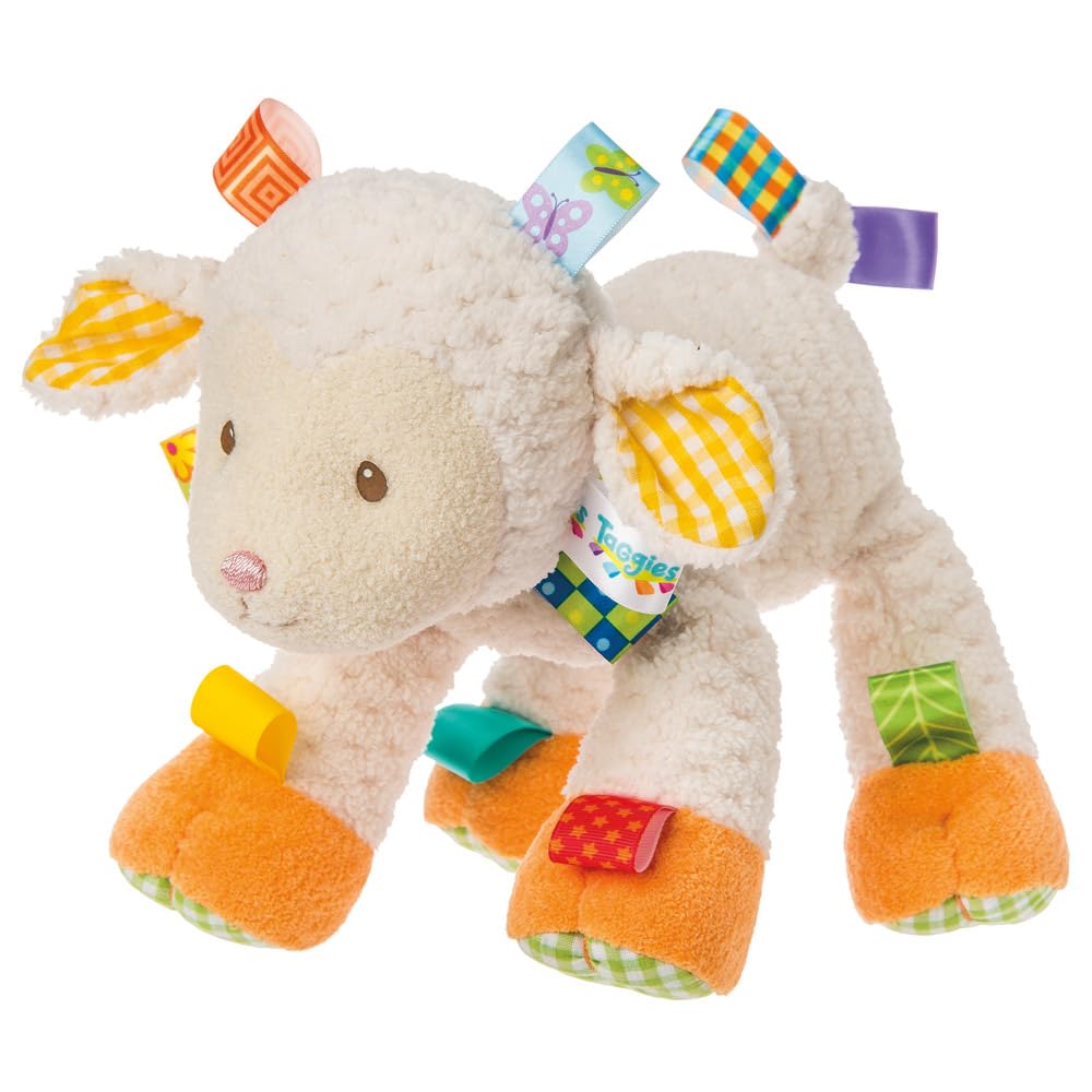 Mary Meyer Taggies Sherbet Lamb Toy shows gingham trim for tactile exploration