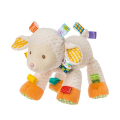 Mary Meyer Taggies Sherbet Lamb Toy satin tag close up inviting touch