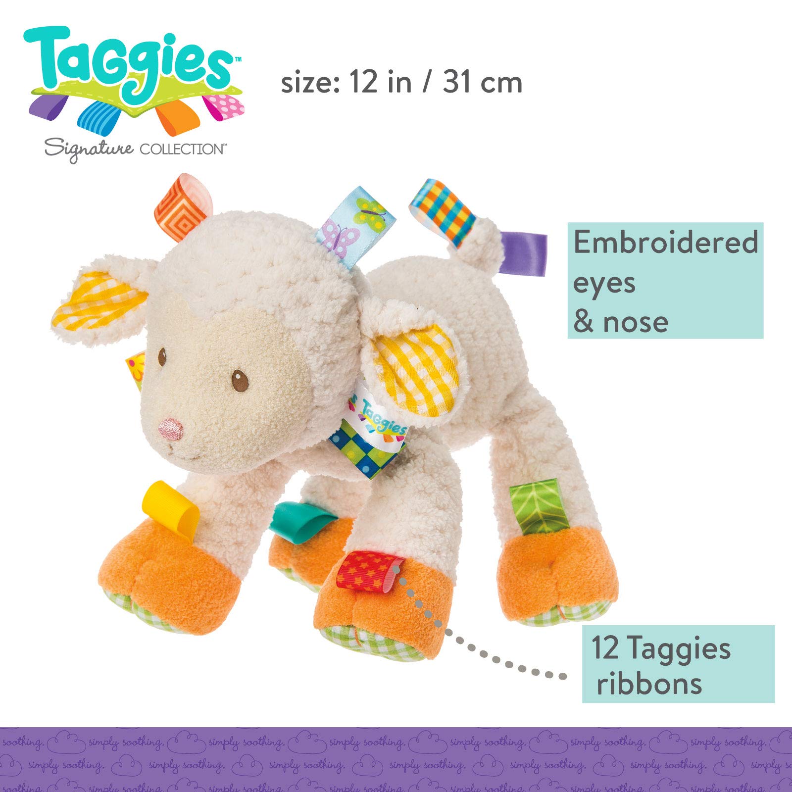 Mary Meyer Taggies Sherbet Lamb Toy highlights soft textured fabric