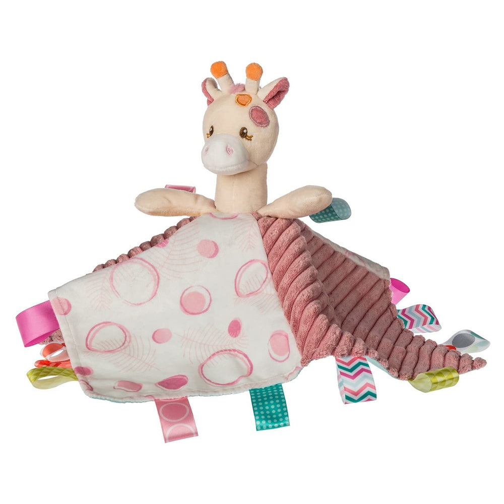 Mary Meyer Taggies Tilly Giraffe Lovey soft cuddles with attached 13x13 blanket for baby security.