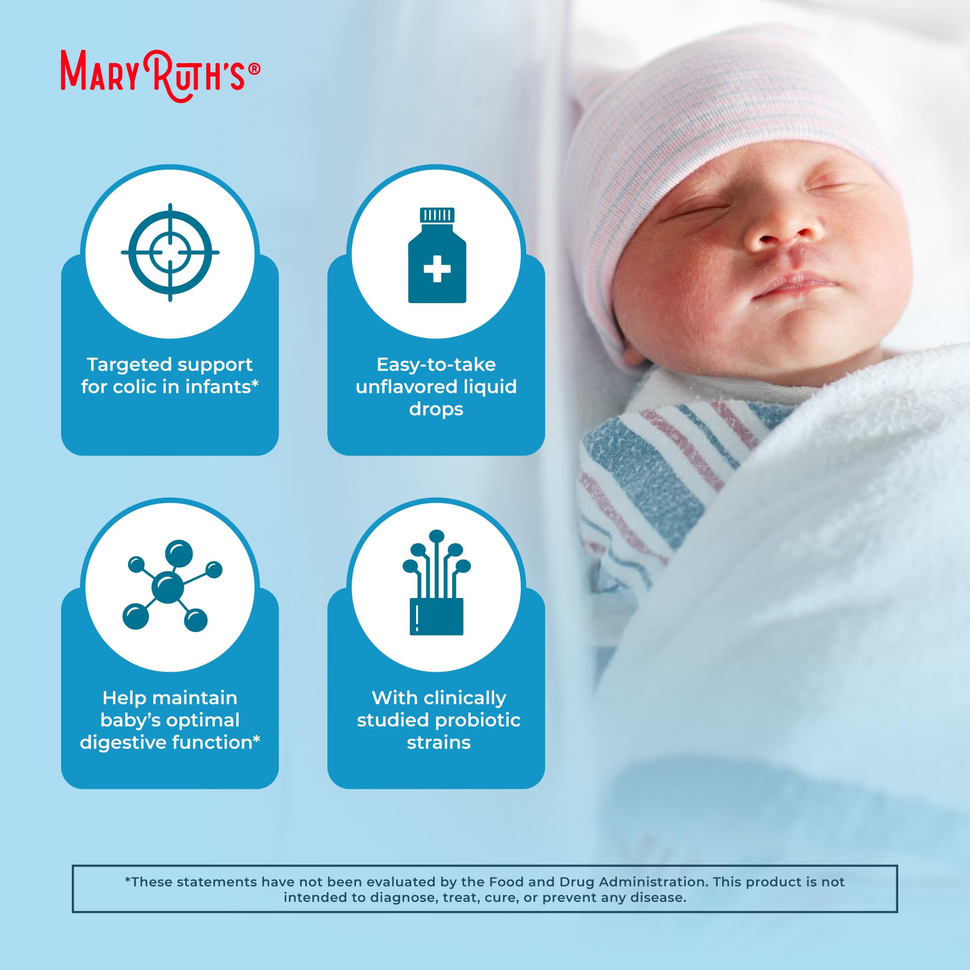 MaryRuth Organics Baby Probiotic Drops suitable for infants ages 0-12 months