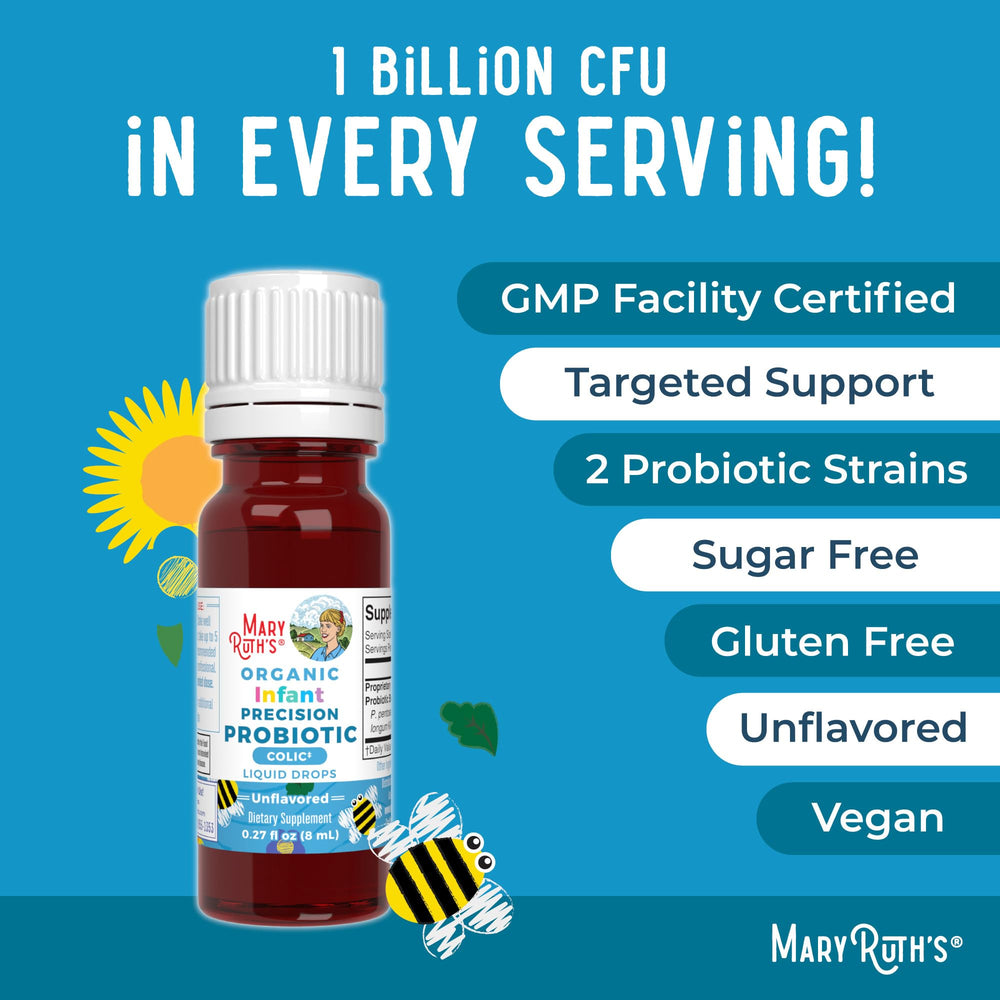 MaryRuth Organics Baby Probiotic Drops dairy-free formula iconography