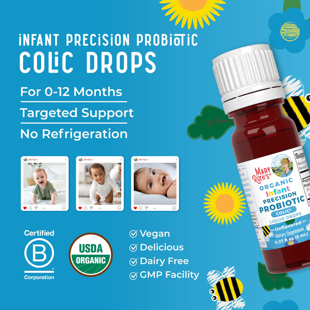 MaryRuth Organics Baby Probiotic Drops vegan-certified seal close-up