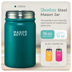 Mason Bottle 16oz jar front view showing compact, kid-friendly size