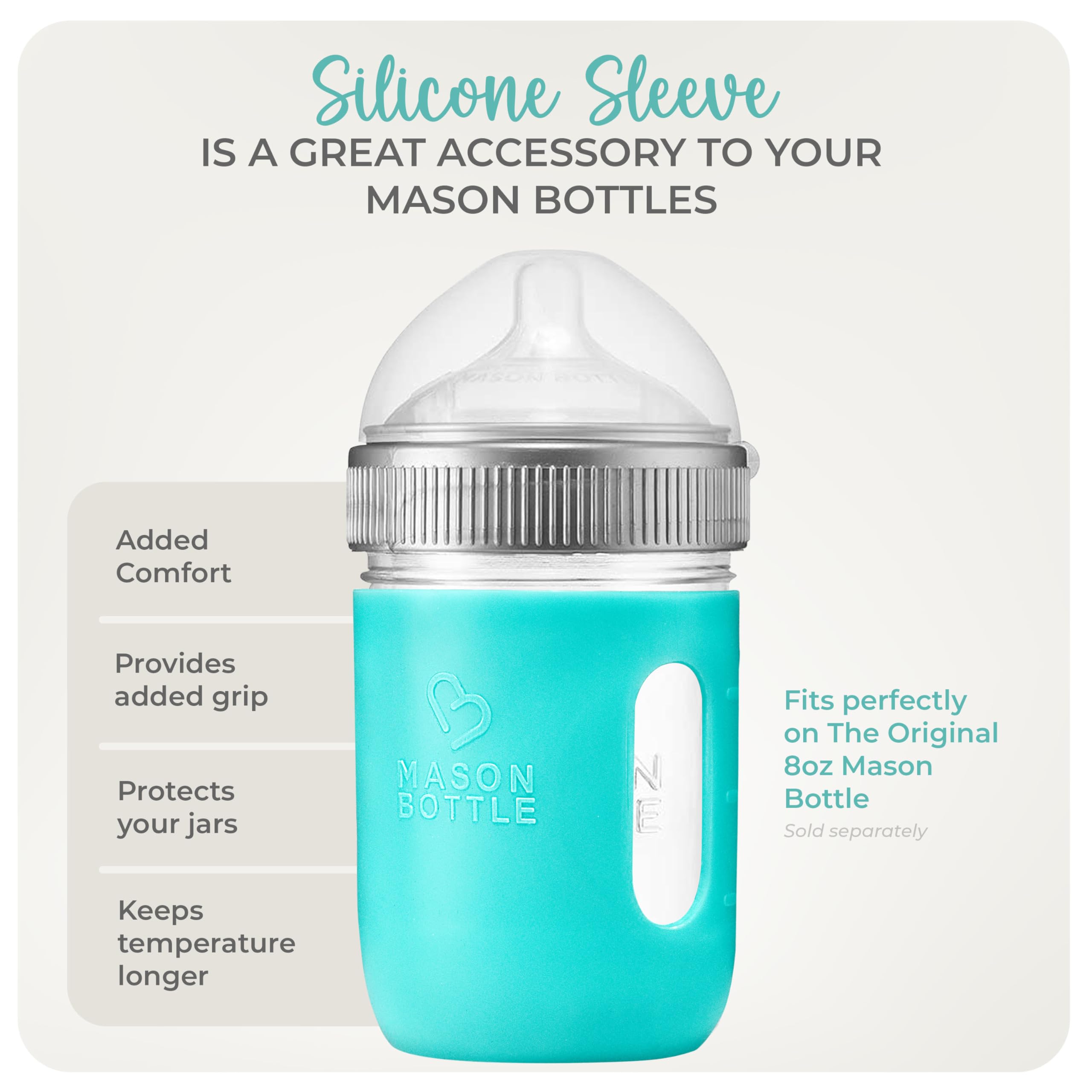 Mason Bottle 8oz silicone sleeve Made in USA ensures quality and reliable jar protection
