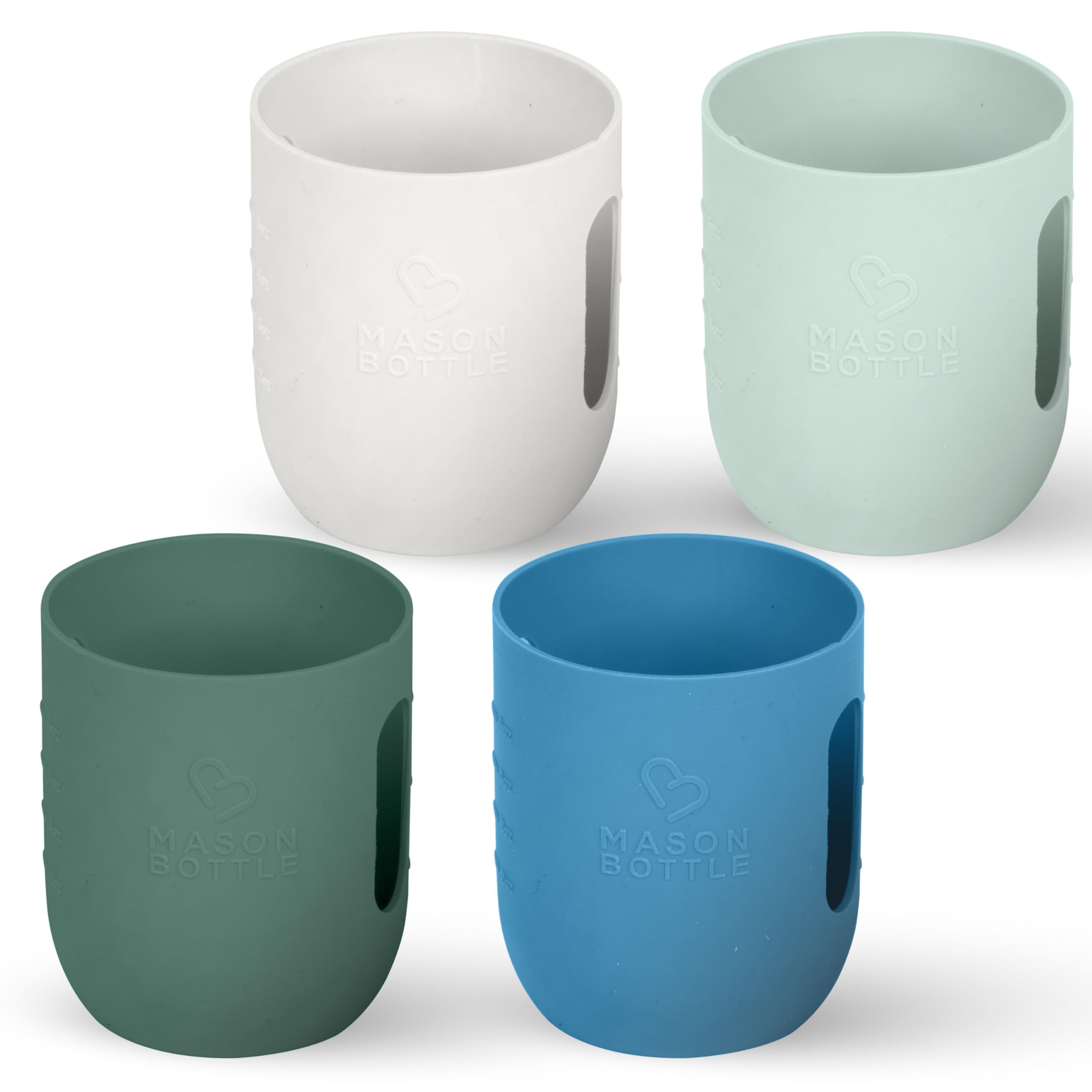 Mason Bottle 8oz silicone sleeve Oyster enhances grip on regular-mouth jars for daily use