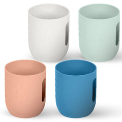 Mason Bottle 8oz silicone sleeve oyster improves grip and adds splash of color for daily jars.