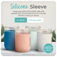 Mason Bottle 8oz silicone sleeve reef protects jars and brightens kitchen storage.