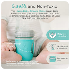 Mason Bottle 8oz silicone sleeve seaglass adds style while guarding against chips.
