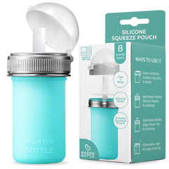 Mason Bottle 8oz pouch with straw enables easy feeding for babies and toddlers.