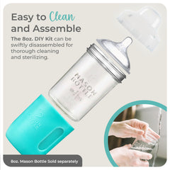 Mason Bottle DIY Kit cap fits 8oz jars for secure sealing.