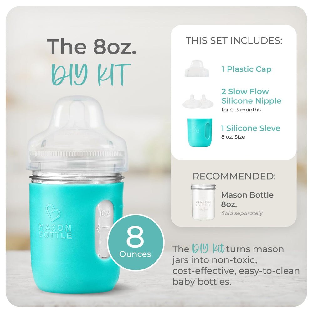 Mason Bottle DIY Kit silicone sleeve offers secure grip and protection.