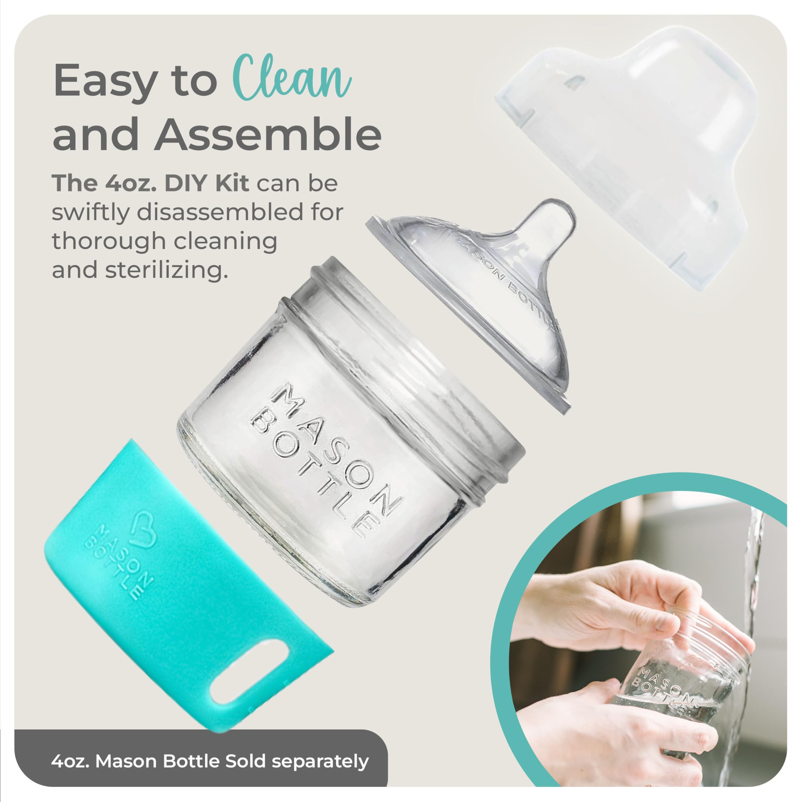 Mason Bottle cap fits 4oz regular-mouth mason jars for easy sealing.