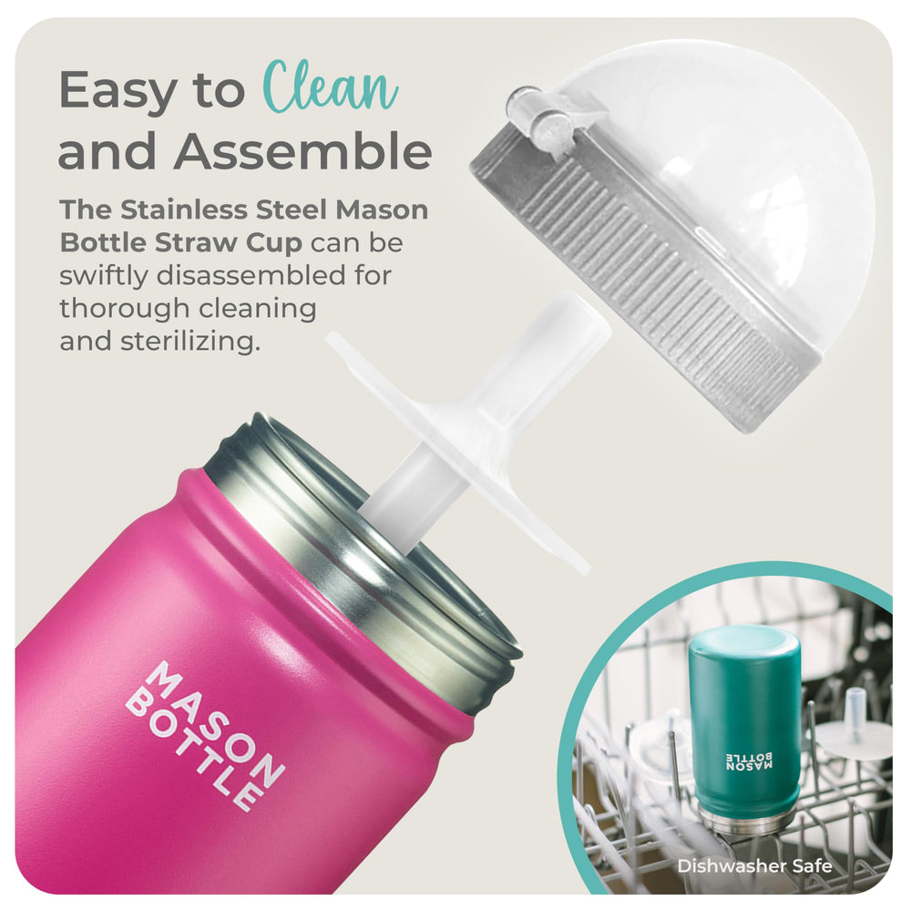 Mason Bottle regular-mouth design simplifies dishwasher cleaning and access.