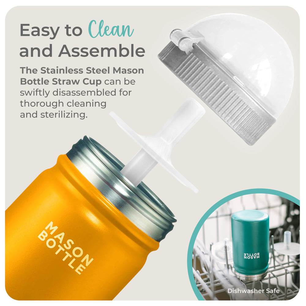 Removable silicone straw insert from Mason Bottle for thorough cleaning