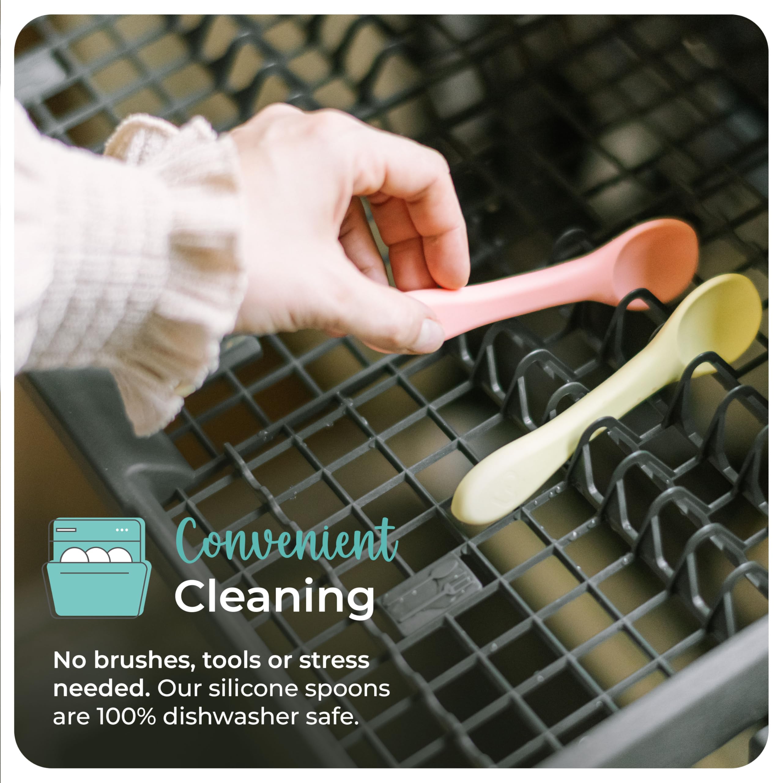 Mason Bottle silicone baby spoons temperature-resistant for serving hot or cold purees safely.