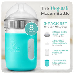 Mason Bottle slow-flow nipple for smooth milk flow during feeds