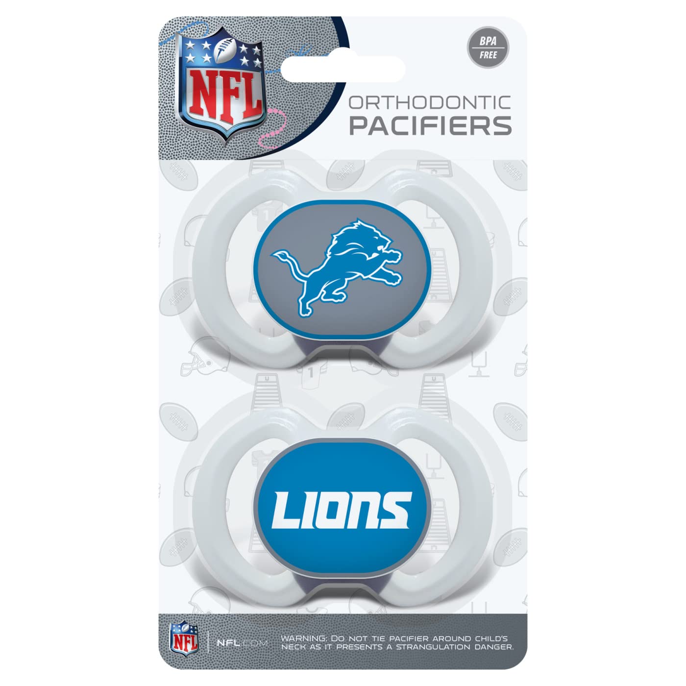 Masterpieces Baby Fanatic Detroit Lions pacifier logo button showcases team pride