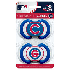 Masterpieces BabyFanatic pacifier Chicago Cubs logo inspires team pride during soothing moments.